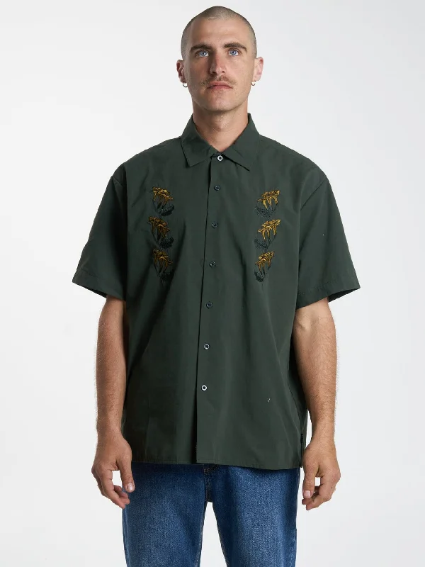 Secret Garden Short Sleeve Work Shirt - Oil Green