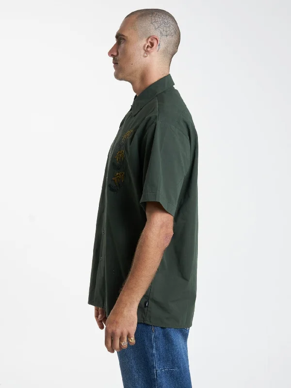 Secret Garden Short Sleeve Work Shirt - Oil Green