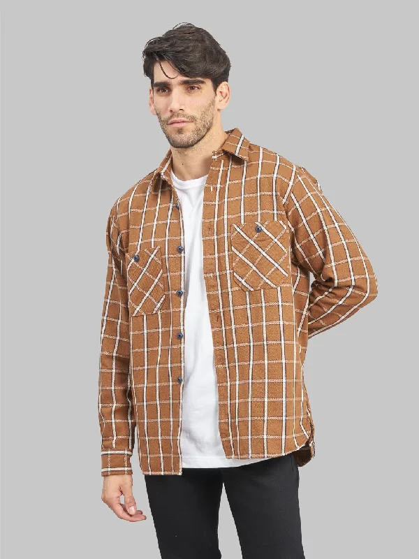 Seuvas Twill Work Flannel Shirt Amakusa Button Mocha