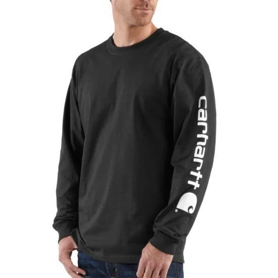 K231 - Loose fit heavyweight long-sleeve logo sleeve graphic t-shirt - Black/White