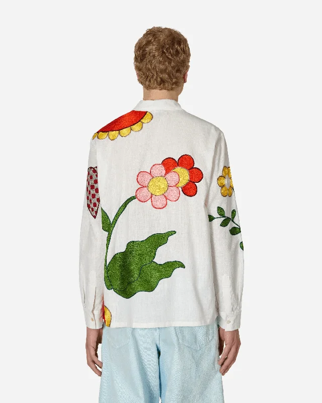 Embroidered Flower Shirt White