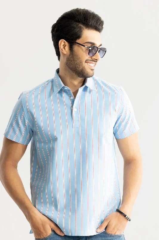 Sleek Stripe Blue Polo T-Shirt