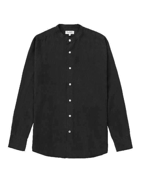 Tencel Collarless Shirt - Black