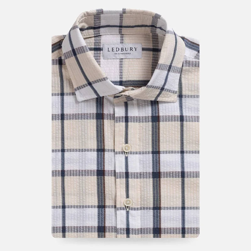 The Navy Blue Hattaway Plaid Seersucker Custom Shirt