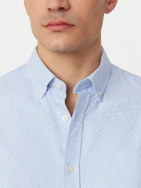 The Jasper Short Sleeve Oxford Shirt in Medium Blue