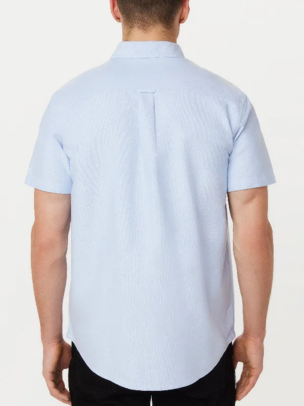 The Jasper Short Sleeve Oxford Shirt in Medium Blue