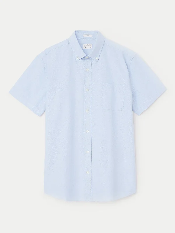 The Jasper Short Sleeve Oxford Shirt in Medium Blue