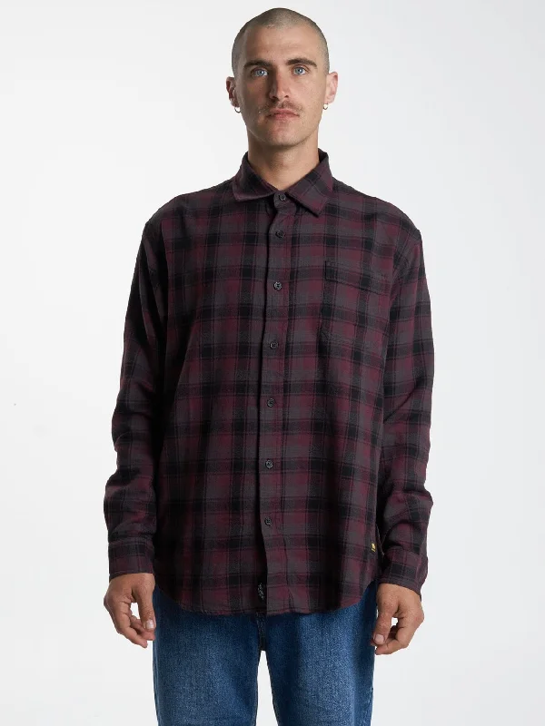 Thrills Union Check Long Sleeve Shirt - Wine