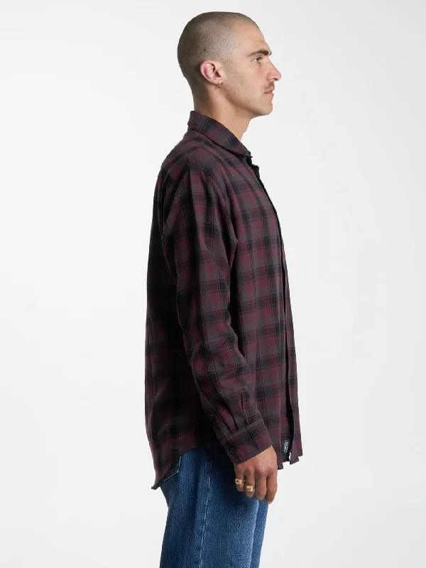 Thrills Union Check Long Sleeve Shirt - Wine