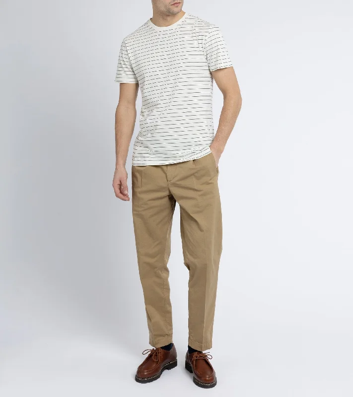 Trunk York Organic Cotton Fine Stripe T-Shirt: Ecru