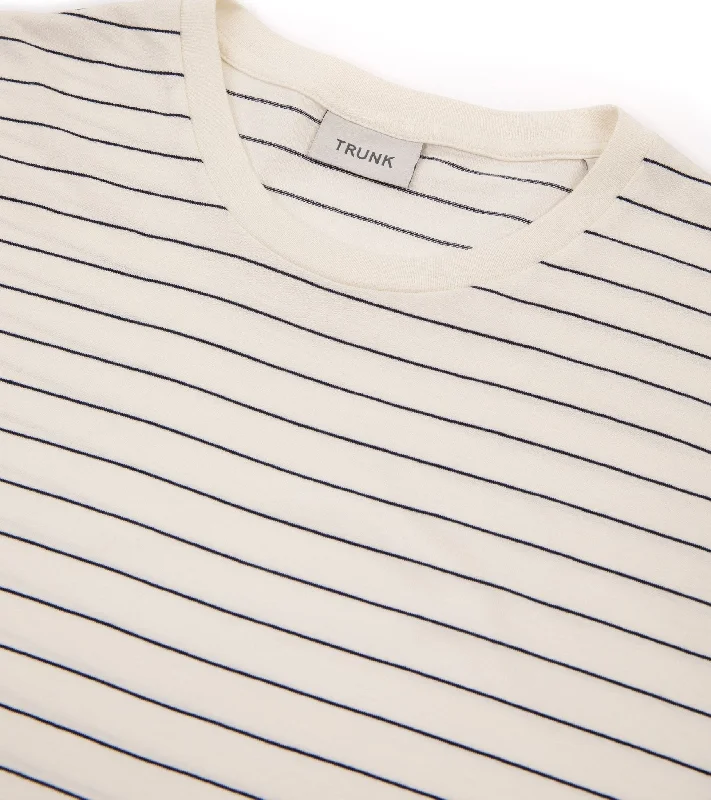 Trunk York Organic Cotton Fine Stripe T-Shirt: Ecru