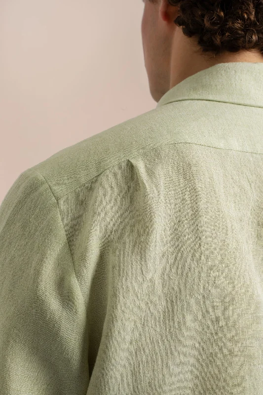 Vélos - Light Green Mens Linen Overshirt