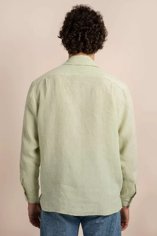 Vélos - Light Green Mens Linen Overshirt