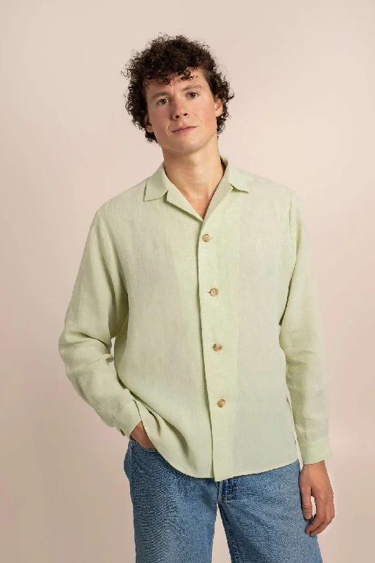 Vélos - Light Green Mens Linen Overshirt