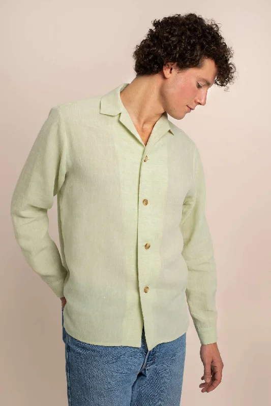 Vélos - Light Green Mens Linen Overshirt