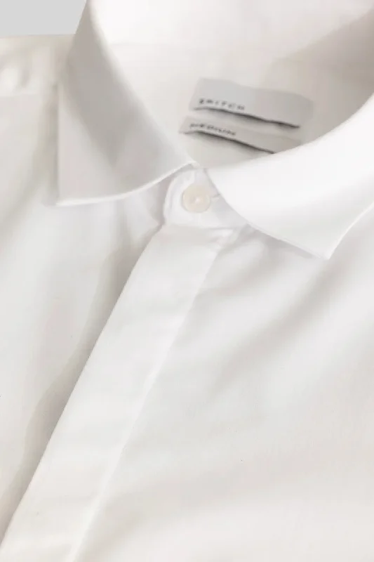 White Concealed Placket Shirt