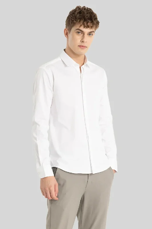 White Concealed Placket Shirt