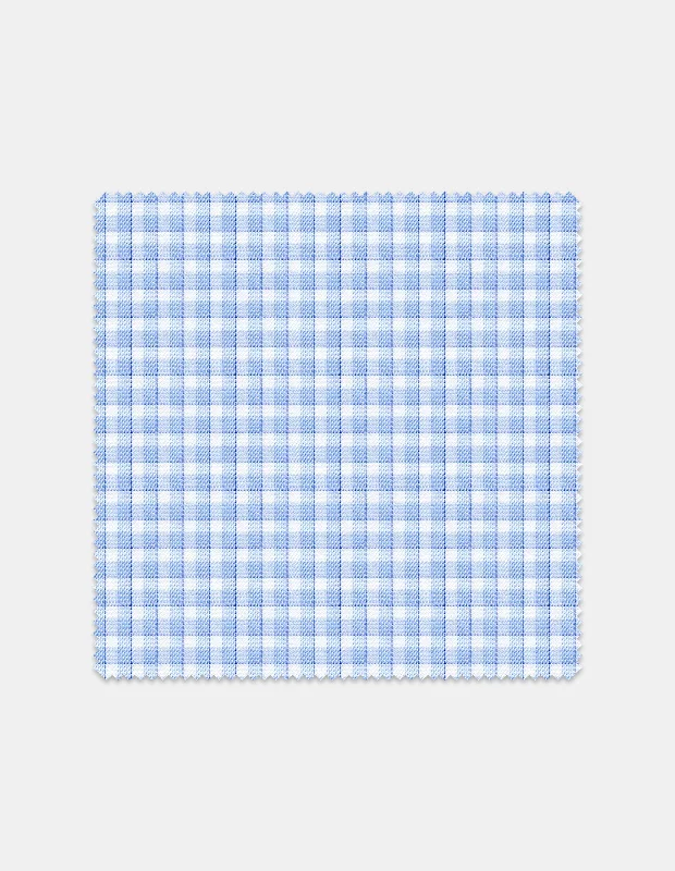 Wrinkle-Resistant Dusty Blue Bordered Check