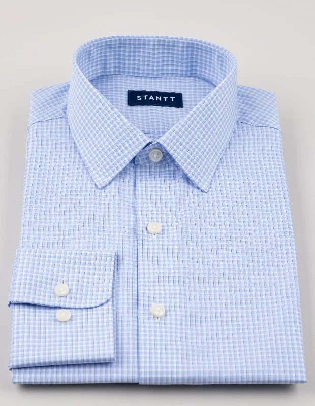 Wrinkle-Resistant Dusty Blue Bordered Check