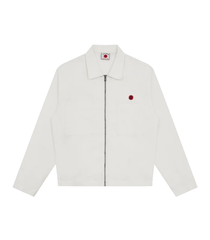 ZIP DENIM OVERSHIRT - WHITE