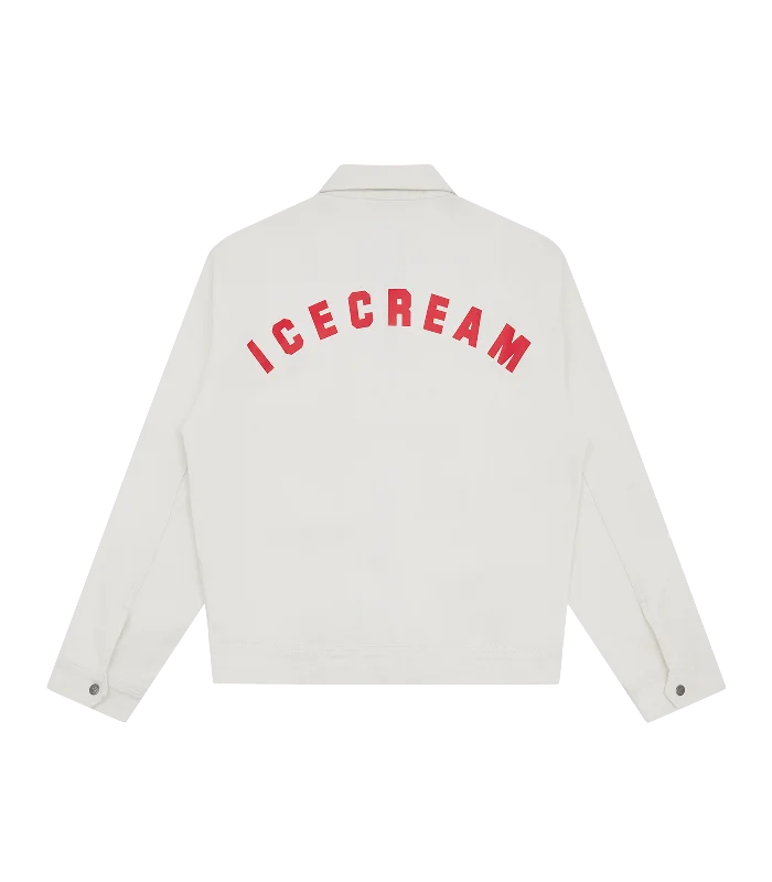 ZIP DENIM OVERSHIRT - WHITE