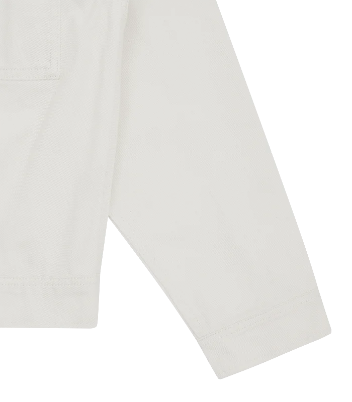 ZIP DENIM OVERSHIRT - WHITE